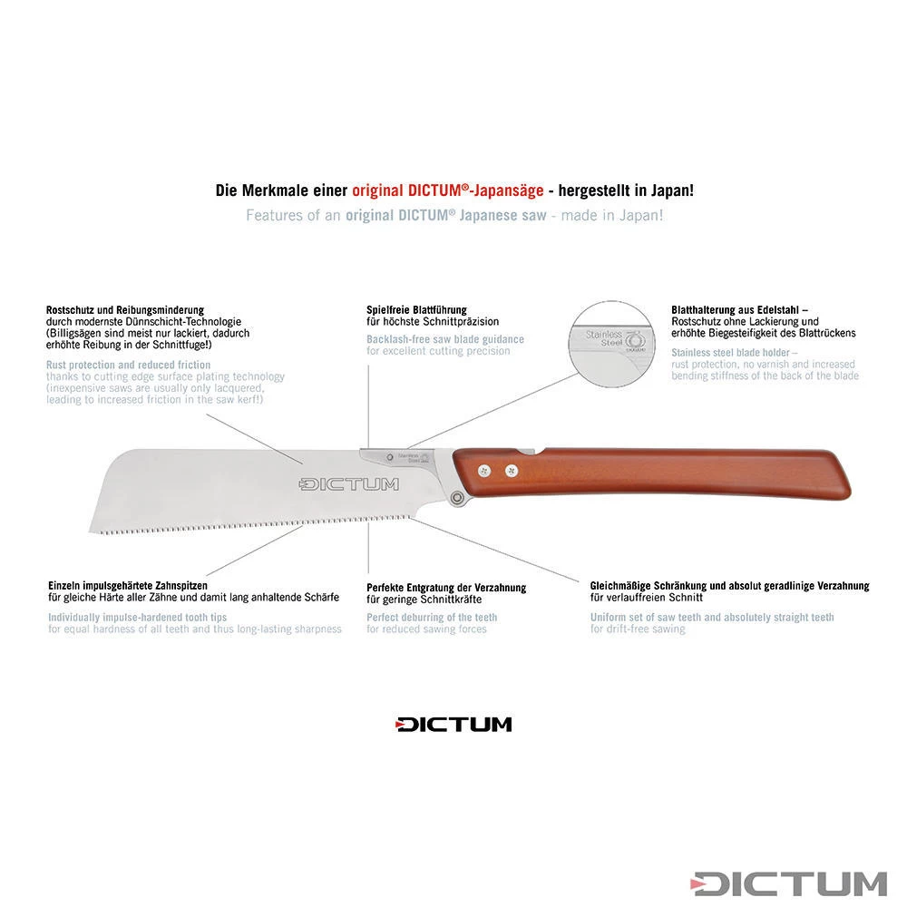 Scie Pliante DICTUM Robusuta, Dozuki Universal, Poignée En Hêtre Teinté – Image 6